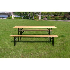 JUST HOME COLLECTION - Set de Mesa y Bancos de Madera para Picnic