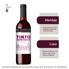 TACAMA - Vino Tinto Semi Seco Dulce Natural 750 mL