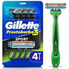 GILLETTE - Máquina de Afeitar Prestobarba3 Sport con 3 Hojas 4 und