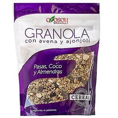 Granola con avena ajonjolí pasas coco y almendras crujiente 380 g