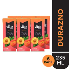 FRUGOS DEL VALLE - Sixpack Bebida Frugos Durazno 235 Ml Caja