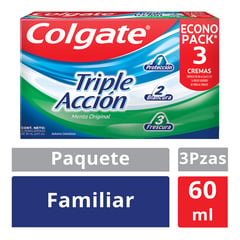 COLGATE - Pasta Dental Triple Acción 3 x 60 mL