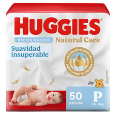 HUGGIES - Pañales Natural Care Talla P 50 Unidades