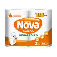 NOVA - Papel Toalla Doble Hoja Megarrollo 2 x 106 hojas