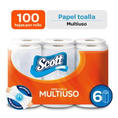 SCOTT - Papel Toalla Multiusos 6 x 100 hojas