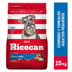 RICOCAN - Comida para perros adultos pequeños sabor cordero y cereales de 15 kg