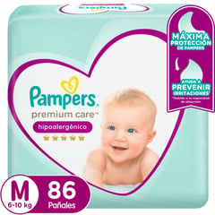 PAMPERS - Pañales Premium Care Talla M 86 Unidades