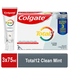 COLGATE - PastaDental Total Clean Mint Prevención Activa 3x75mL