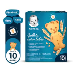 GERBER - Galleta Bebes 10 Meses Caja X 10Und 70G - UNIDAD