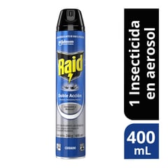 RAID - Insecticida En Aerosol Doble Acción Zancudos Y Moscas 400 mL