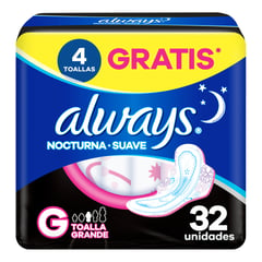 ALWAYS - Toallas Largas Nocturna Suave 32 Unidades