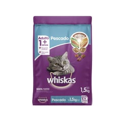 WHISKAS - Comida para gatos adultos sabor pescado de 1.5 kg