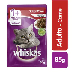 WHISKAS - Pouch para gatos sabor carne de 85 g