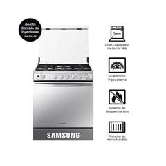 SAMSUNG - Cocina 30" 5 Hornillas Triple Llama Mirror Look