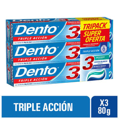 Dento - CREMA DENTAL TRIPLE ACCION CAJA 80G X 3UND