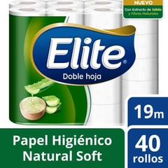 ELITE - Papel Higiénico Doble Hoja Natural Soft x 40