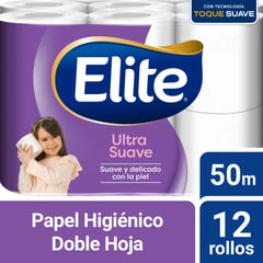 ELITE - Papel Higiénico Ultra Doble Hoja 50 mtrs x 12