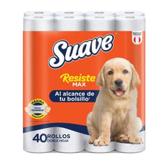 SUAVE - Papel Higiénico Resistemax Doble Hoja x 40