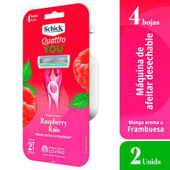 SCHICK - Máquina de afeitar Quattro You Raspberry Rain 2 unidades