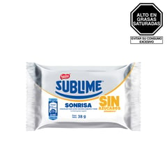 SUBLIME - Chocolate Sonrisa Con Leche Maní Sin Azúcar 38g