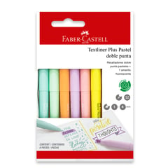 FABER CASTELL - Textliner Plus Doble Punta Azul Caja X6