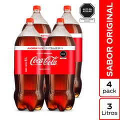 COCA COLA - Fourpack Gaseosa Bt 3L