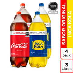 COCA COLA - Fourpack Gaseosa Mixto + Inca kola 3L