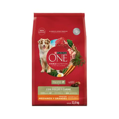 PURINA ONE - Alimento Perro Adulto Mediano Grande Carne 12 Kg