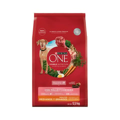 PURINA ONE - Alimento Perro Adulto Mediano Grande Cordero 12 Kg