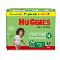 HUGGIES - Pañal Active Sec Xxg Bol X 74 Unidades