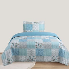 CASA JOVEN - Quilt Maria Patchwork Azul 1.5 Plz