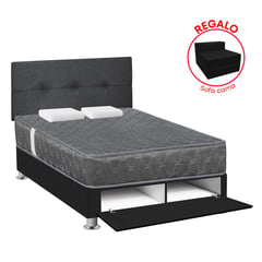 FORLI - Dormitorio Sabanera Jallpa Gris 2 Plazas + Sofa Cama