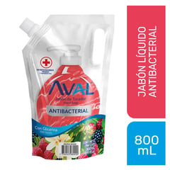 AVAL - Jabón Líquido Antibacterial Frutos Rojos 800 mL