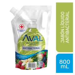 AVAL - Jabón Líquido Antibacterial Fresco Eucalipto 800 mL