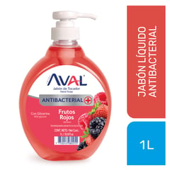 AVAL - Jabón Líquido Antibacterial Frutos Rojos 1L