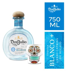 DON JULIO - Tequila Blanco 750mL + Vaso catrina