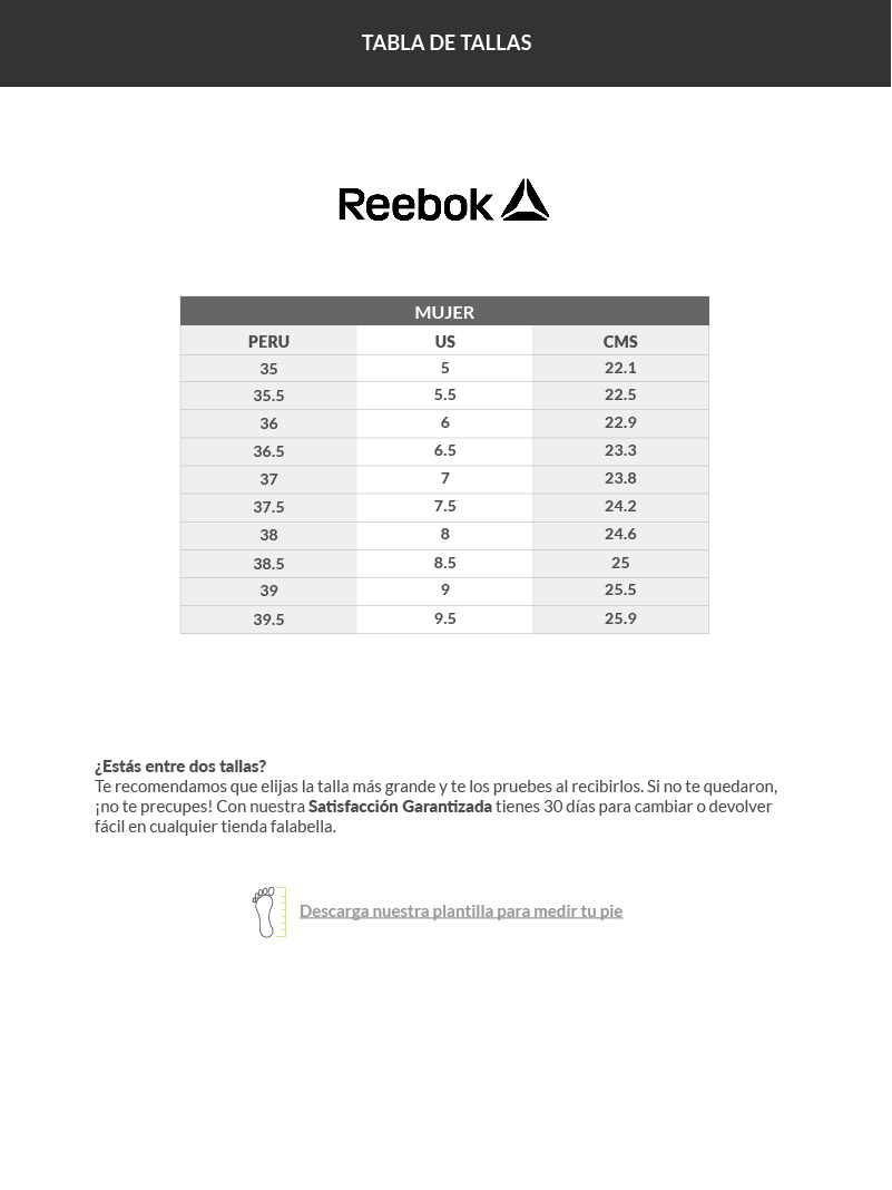 Traición amor Discrepancia tallas zapatos reebok - Compra Online con Ofertas OFF58%